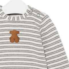 Camiseta Manga Larga rayada osos bajo escote