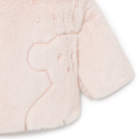 Abrigo con capucha/orejas cruzado de pelo rosa
