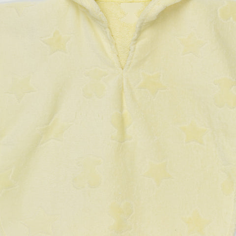 Poncho con capucha de rizo Osos+estrellas amarillo