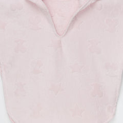 Poncho con capucha de rizo Osos+estrellas rosa