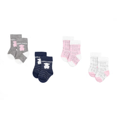 Set 4 calcetines multi rayas logo TOUS+caja rosa
