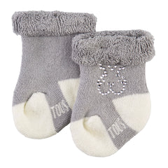 Set 2 calcetines lisos Oso strass gris