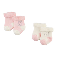 Set 2 calcetines lisos Oso strass rosa